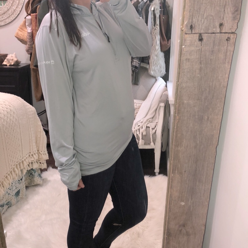 Habit size medium blue grey solar factor hooded pullover athletic top - Picture 2 of 9